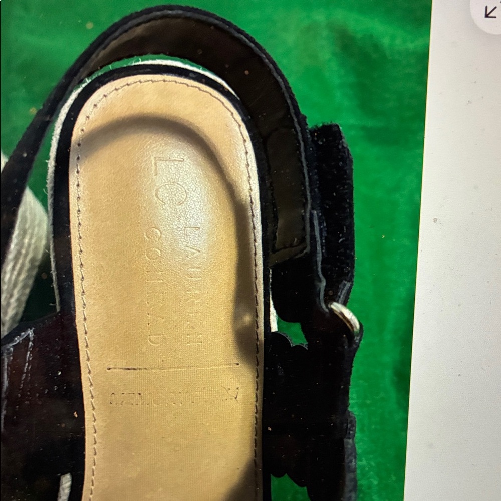 LC Lauren Conrad Cactusflower Wedge Black Scalloped Women's Sandals 8.5 NWT - Picture 8 of 11